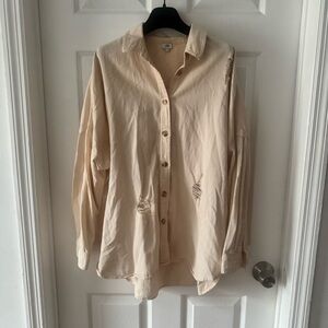 River Island 100% cotton Distressed Button-up Shirt